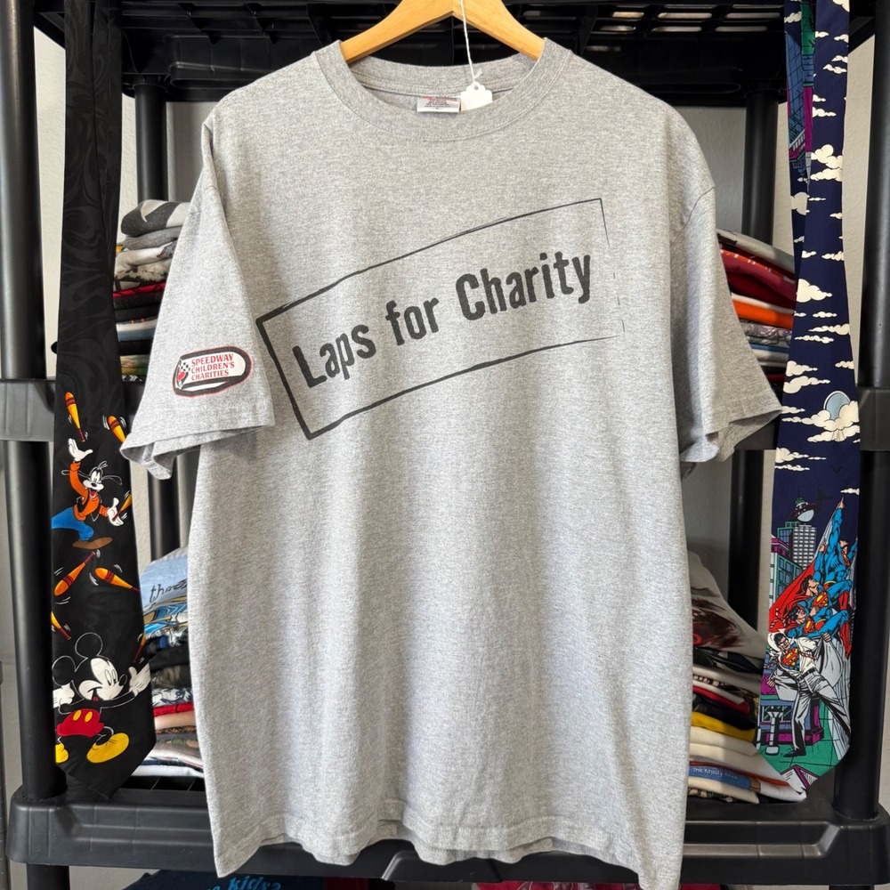Y2K Grey Texas Motor Speedway Laps For Charity Racing Graphic Tee XL